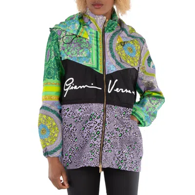 Versace Barocco Patchwork Print Hooded Jacket In Multi