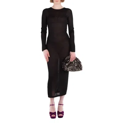 Versace Knit Slashed Back Transparent Midi Dress