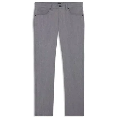 Hugo Boss Delaware Slim-fit Trousers In Wrinkle-resistant Dobby In Gray