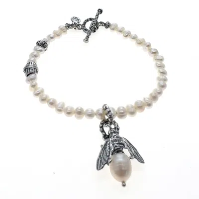 Gem Kingdom Women's White / Silver Back To The Future - Bracelet With White Pearls And Sterling Silver
