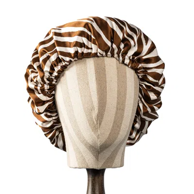 Soft Strokes Silk Women's White Pure Mulberry Silk Double Layer Bonnet Zebra