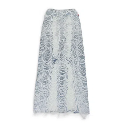 Diesel Blue Denim Shredded Long Maxi Skirt