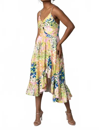 Hope For Flowers Flounced Slip Dress In Painterly Landscape In Multi