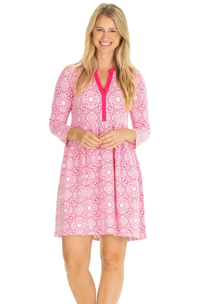 Duffield Lane The Glenda Dress In Raspberry Medallion In Pink