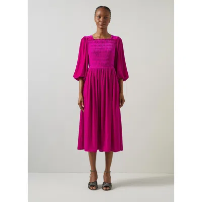 Lk Bennett Callista Shirred Velvet Dress In Pink