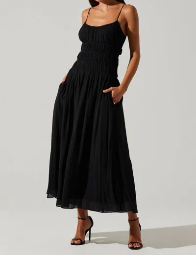 Astr The Label Andrina Shirred Maxi Sundress In Black
