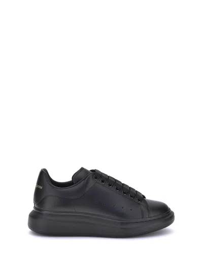Alexander Mcqueen Black Sneakers With Logo Lettering On The Rear And Oversize Rubber Sole In Leather