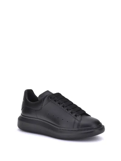 Alexander Mcqueen Black Sneakers With Logo Lettering On The Rear And Oversize Rubber Sole In Leather