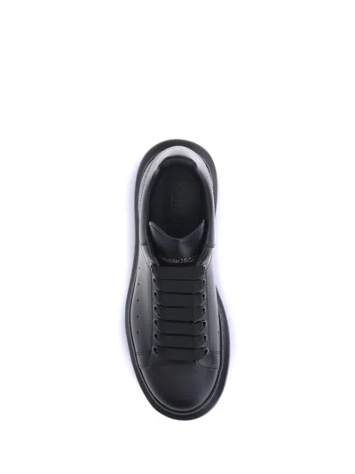 Alexander Mcqueen Black Sneakers With Logo Lettering On The Rear And Oversize Rubber Sole In Leather