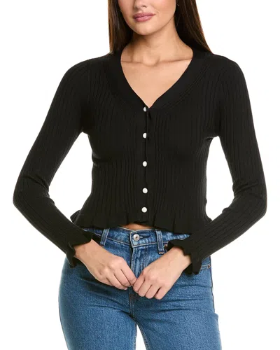 Serenette Fuzzy Crop Sweater In Black
