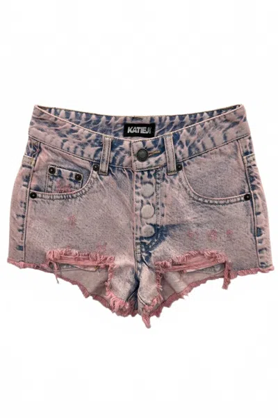Katiejnyc Orlando Shorts Jr In Acid Wash Denim In Pink