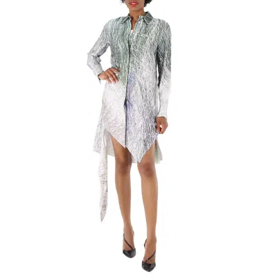 Off-white Bouroullec Spiral Printed Satin Shirt Dress In Green