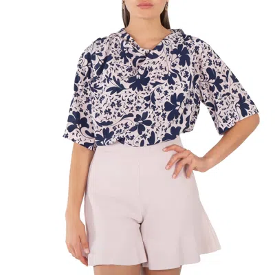 Stella Mccartney Blue Silk Foral Print Blouse In Blue