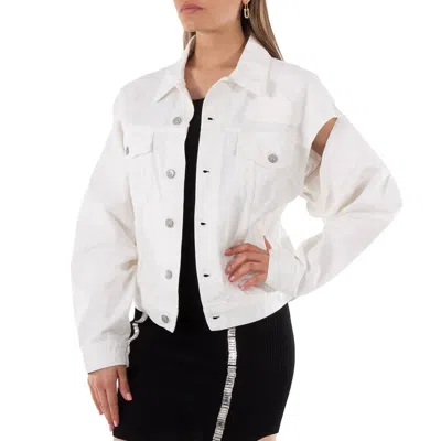 Mm6 Maison Margiela Mm6 Ladies White Cut-out Detail Denim Jacket In White