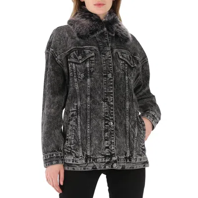 Michael Kors Ladies Acid-wash Denim Jacket In Gray