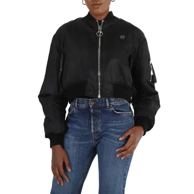Philipp Plein Ladies Black Teddy Bear Bomber Jacket In Black