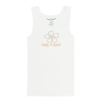 Vanna Youngstein White/pink Hibiscus Take It Easy Tank Top