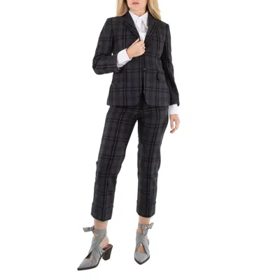 Thom Browne Ladies Charcoal Checked Single-breasted Blazer In Multi
