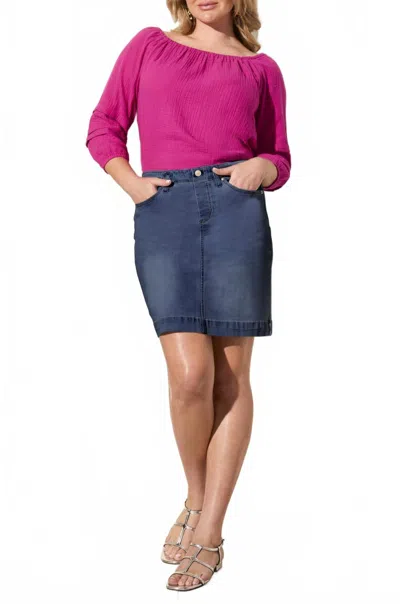 Tribal Denim Skort In Stormy Blue In Blue