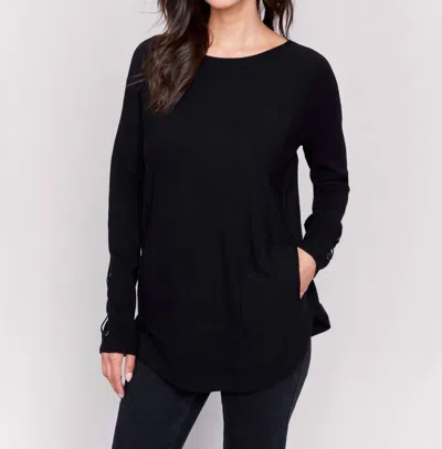 Charlie B Lace-up Detail Sweater In Black