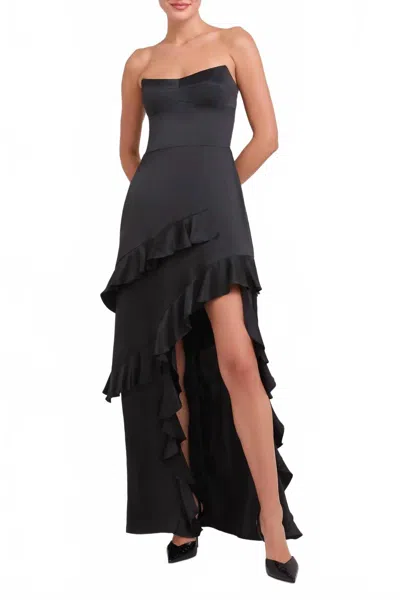 Amanda Uprichard Magnolia Silk Maxi Dress In Black In Black