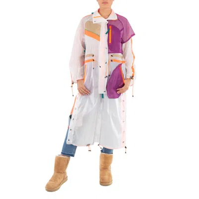 Kolor Ladies Colorblock Transparent Nylon Mesh Coat, Size Small In White