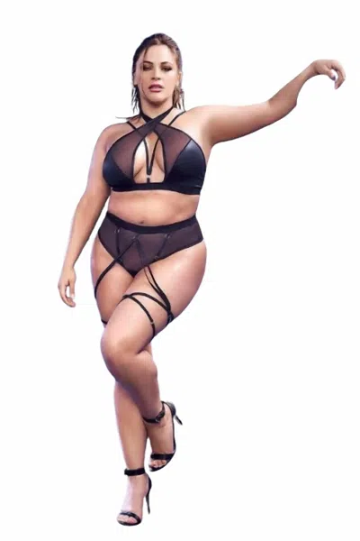Mapalé Fierce Instincts 2 Piece Bra Set - Plus In Black In Blue