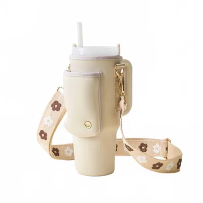 The Darling Effect Tumbler Crossbody Sling Holder In Tan
