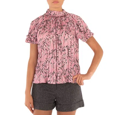 Rabanne All Over Graphic Print Pleated Blouse In Pink