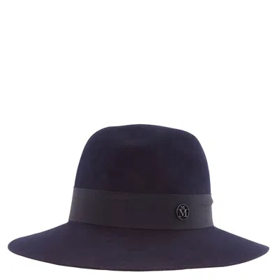 Maison Michel Ladies Navy Henrietta Wool Felt Fedora Hat