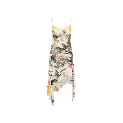 Acne Studios Printed Midi Dress In Yellow
