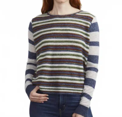 Autumn Cashmere Stripe Block Sweater In Denim Multi