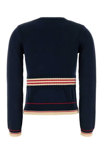 Valentino Cotton Sweater Crew Neck Long Sleeves In Blue