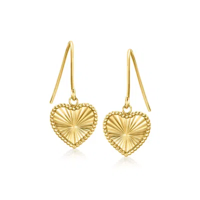 Ross-simons Italian 14kt Yellow Gold Sunburst Heart Drop Earrings