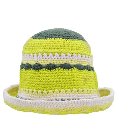 Ganni Ladies Tender Shoots Cotton Crochet Bucket Hat