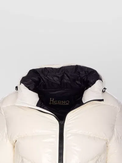Herno Shiny Padded Down Jacket With Hood And Elasticated Cuffs In White