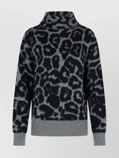 Stella Mccartney Alpaca Blend Turtleneck Sweater With Animal Print