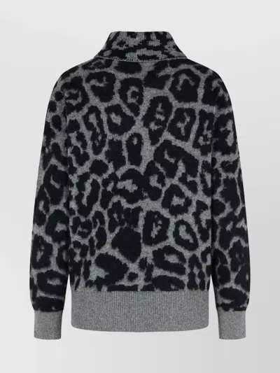 Stella Mccartney Alpaca Blend Turtleneck Sweater With Animal Print