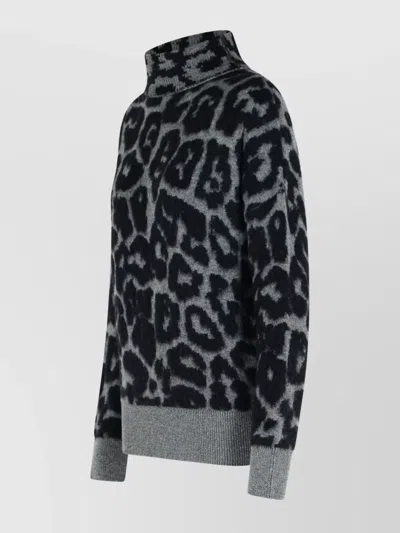 Stella Mccartney Alpaca Blend Turtleneck Sweater With Animal Print