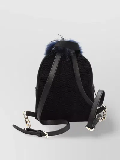 Fendi Chain Strap Backpack With Adjustable Straps And Fur Detail