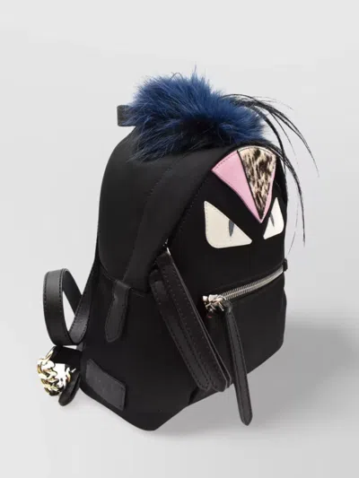 Fendi Chain Strap Backpack With Adjustable Straps And Fur Detail