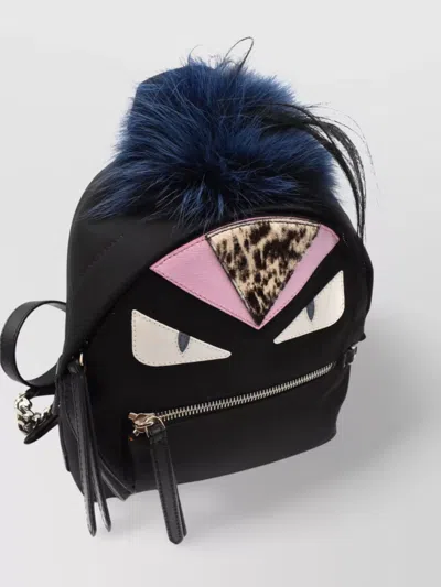 Fendi Chain Strap Backpack With Adjustable Straps And Fur Detail