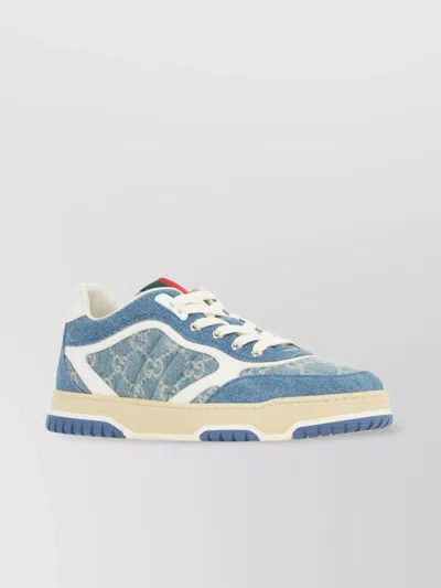 Gucci Denim Fabric Sneakers With Monogram Pattern