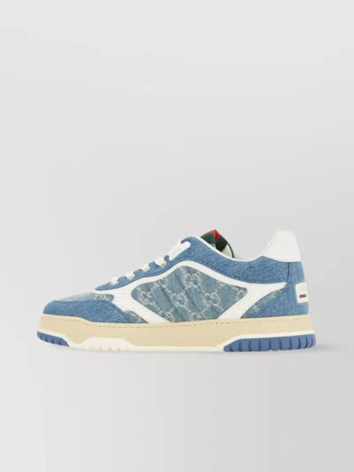 Gucci Denim Fabric Sneakers With Monogram Pattern