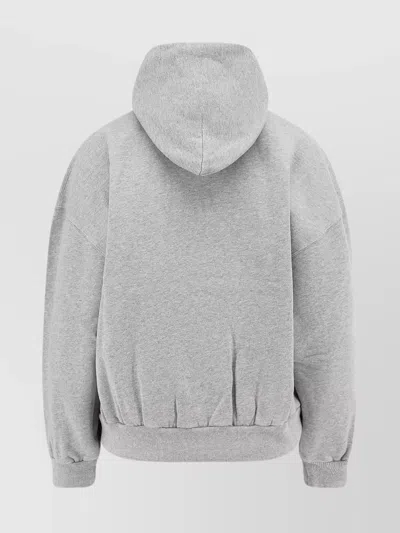 Balenciaga Hooded Cotton Sweatshirt With Kangaroo Pocket In Gray