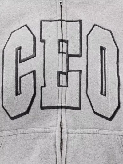 Balenciaga Hooded Cotton Sweatshirt With Kangaroo Pocket In Gray