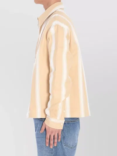 Jacquemus Striped Pointed Collar Long-sleeve Shirt In Brown