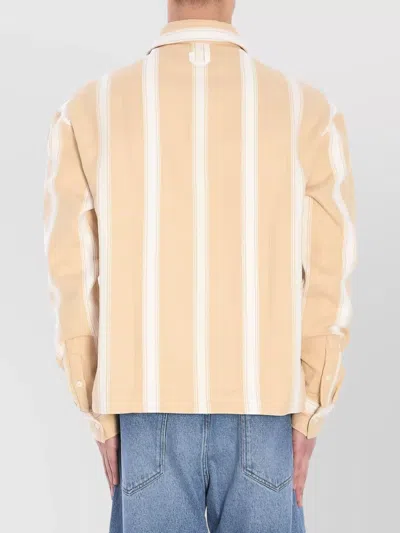Jacquemus Striped Pointed Collar Long-sleeve Shirt In Brown