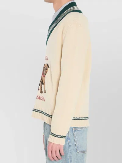 Valentino Garavani Butter-coloured Sweater With Le Chien De La Maison In Neutral