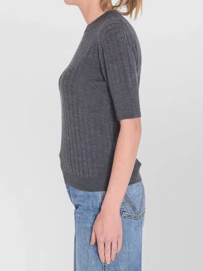 Bottega Veneta Women Ribbed Knit Cropped Top In Gray